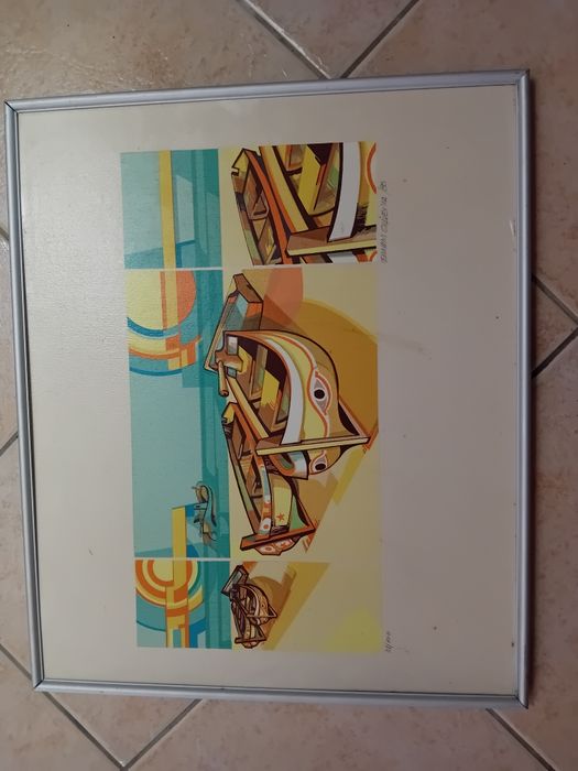 2 quadros de autor, originais, ambos de edição limitada, usados, em perfeitas condições, molduras cor prata,
