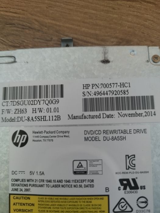 Napęd DVD CD HP DU-8A5SH 700577-HC1