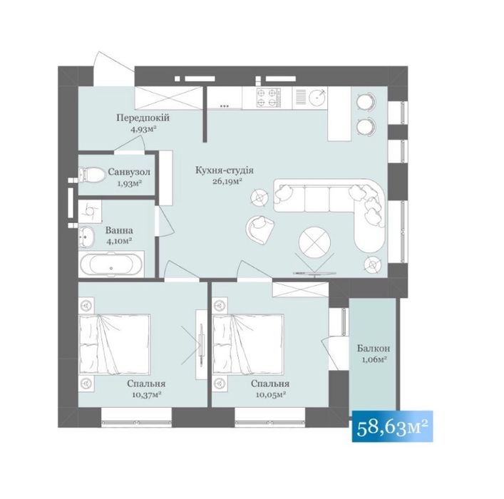 Продаж 2 кім квартири у ЖК West Towers