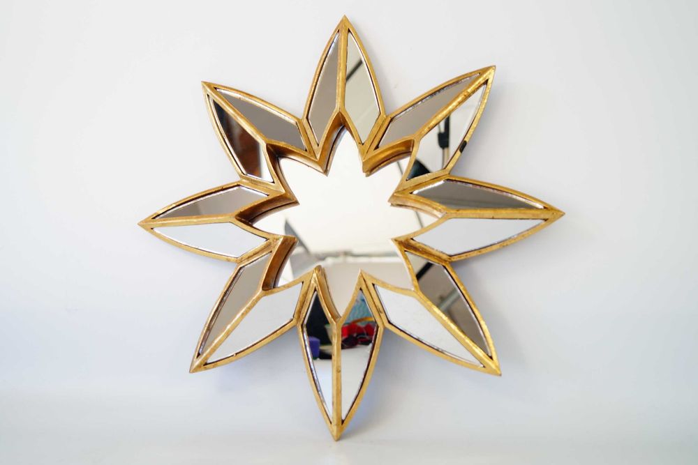 Dekoracyjne lustro dekor na ścianę złoty SŁOŃCE glamour