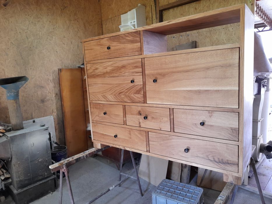 Komoda rustykalna dębowa z litego drewna