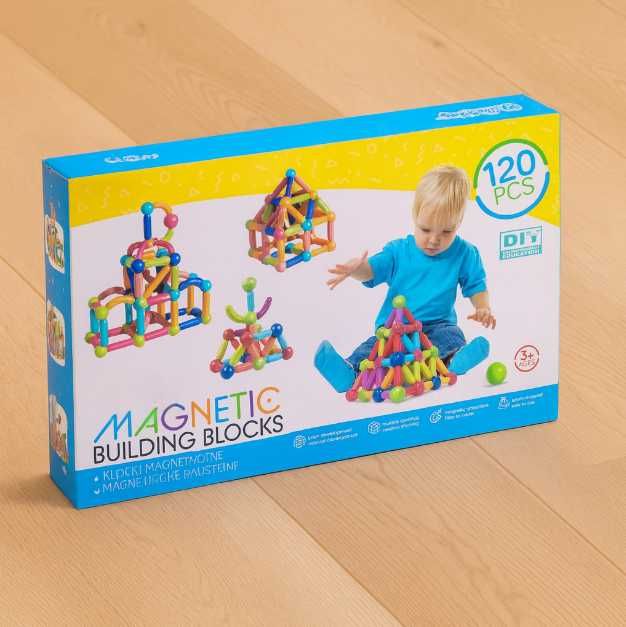 Na Prezent Duże klocki Magnetyczne 3D 120 el Konstrukcyjne Dla Dzieci