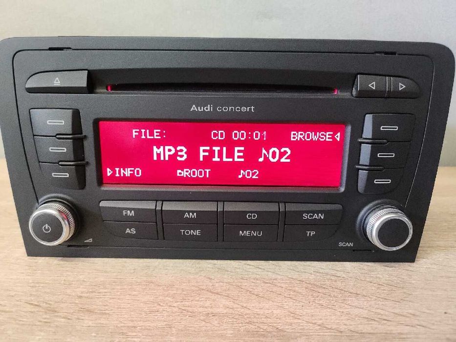 Radio samochodowe Audi Concert II CD z MP3 Aux / dla A3 8P + kod / 2din Zadbane