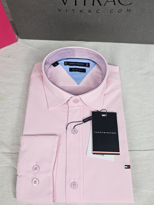 Koszula Tommy Hilfiger jasno różowa męska długa