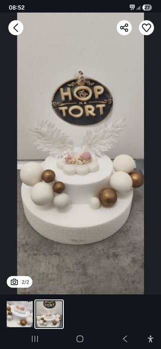 Aniołek figurka dla dziecka na tort z masy cukrowej chrzest