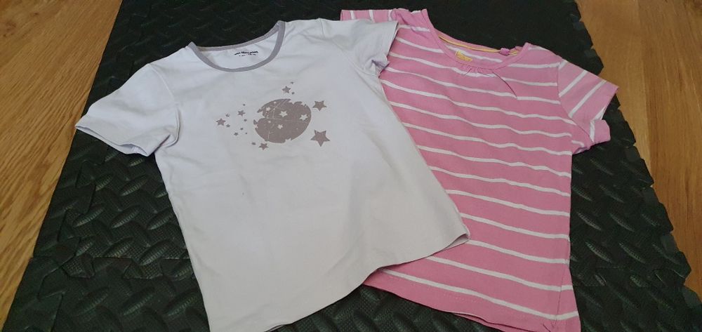 Koszulki 2szt róż i biała dla dziewczynki 104cm