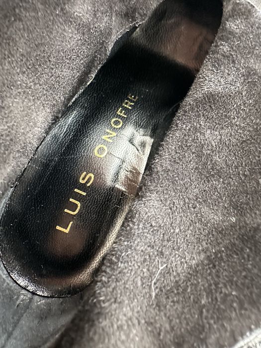 Botas salto agulha em pele camurça Luís Onofre