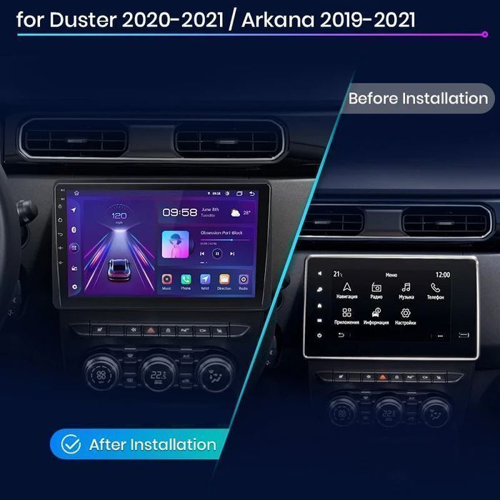 Dacia Duster / Arkana – Radio Android 15 9" CarPlay Android Auto 2GB/32GB GPS Nawigacja Stacja Multimedialna WiFi Bluetooth DSP PL