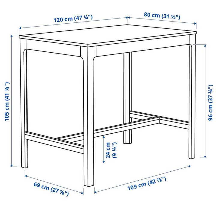 Mesa de jantar alta e 4 cadeiras IKEA