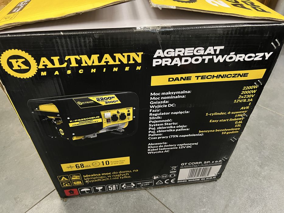 Agregat prądotworczy Kaltmann K-PG2500EU5. Nowy, nieuzywany.