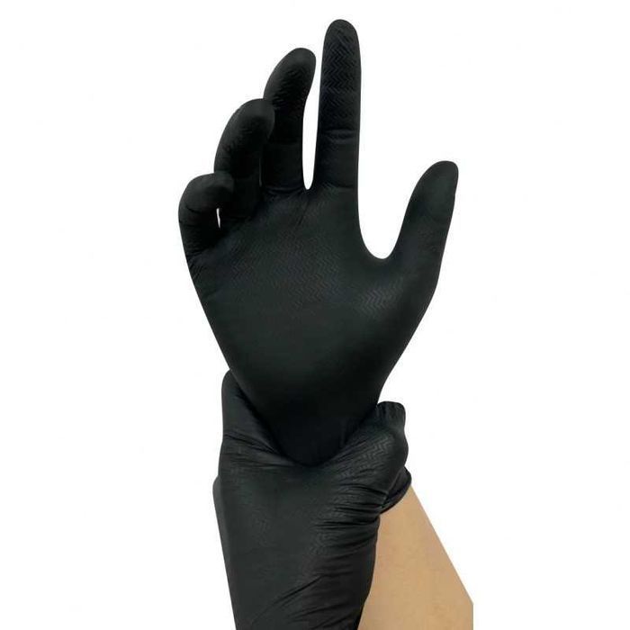Rękawice nitrylowe czarne Gripper XXL 45 sztuk grube
