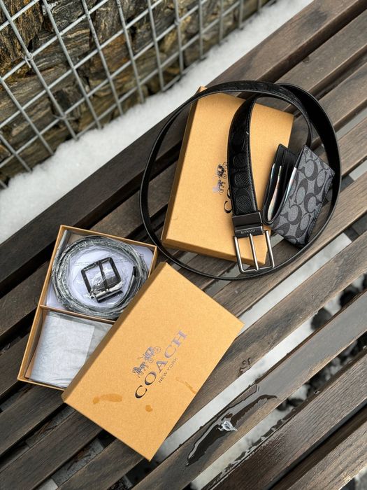 Набір Coach,чоловічий ремінь Coach ,гаманець Coach