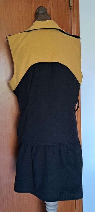 Colete / Casaco Sem Mangas  Made in Italy Preto e Mostarda (Tamanho XL)