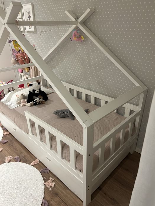 Cama Tenda Lacado Branco + Colchão de Criança
