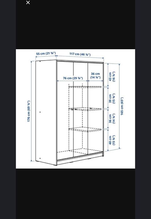 Szafa Ikea biała Kleppstad 117x176