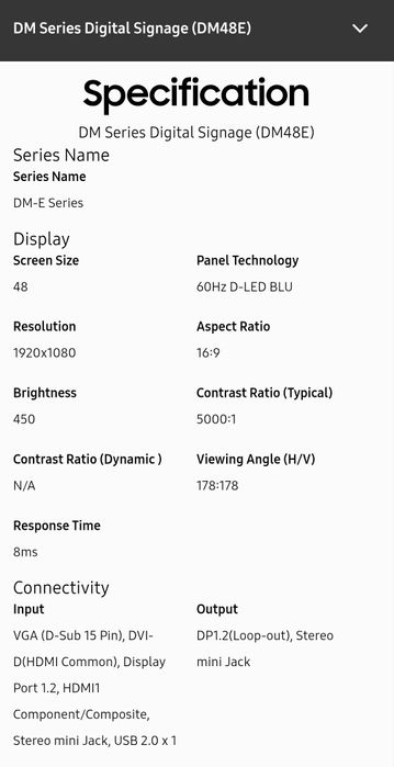 Monitor Samsung DM48E