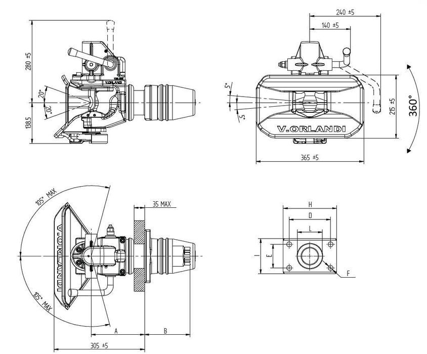 Zaczep do przyczepy tandem 50mm, sprzęg dyszlowy V. Orlandi, nowy!
