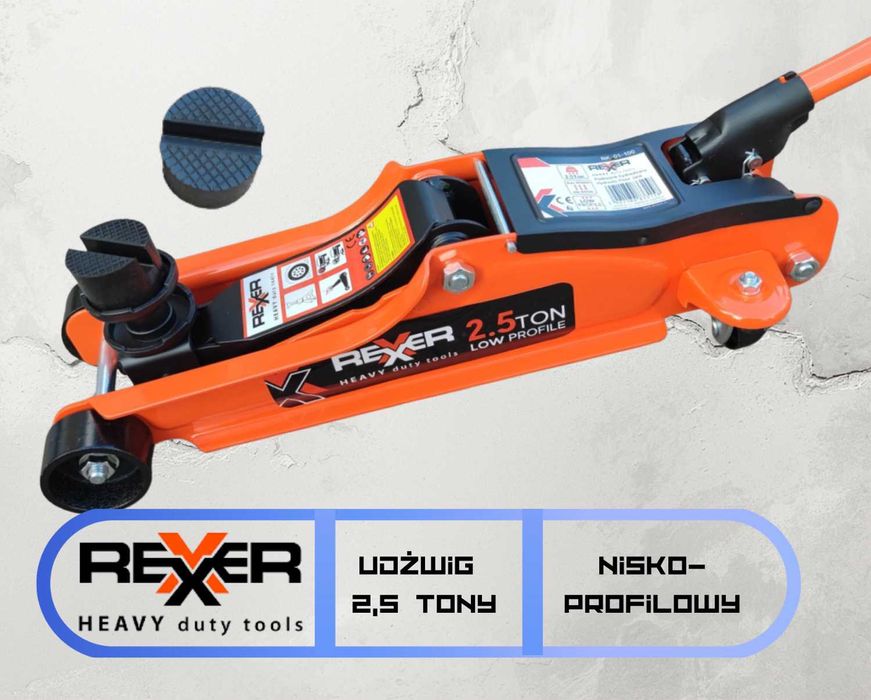 Podnośnik niskoprofilowy REXXER 2,5t Lewarek hydrauliczny 80-360mm CPK