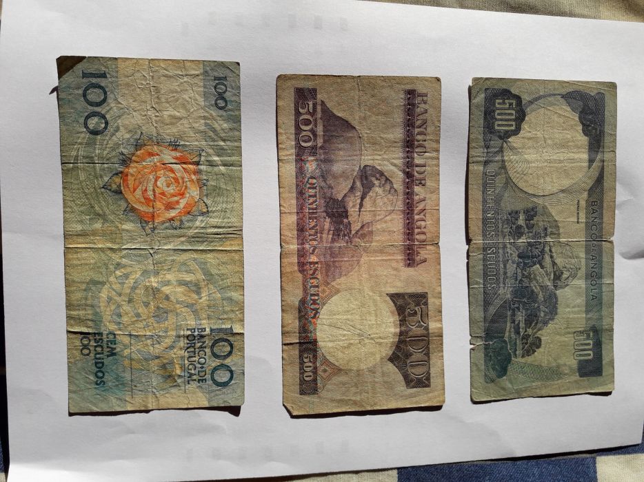 Notas de Angola e Portugal antigas