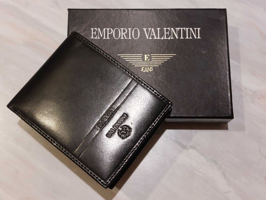 NOWY Czarny Męski Portfel Emporio Valentini Nero 563-PL04 - Na prezent