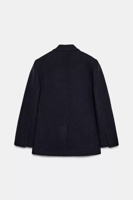 Темно-синій вовняний піджак жакет zara / темно-синий пиджак жакет из шерсти шерстяной xs s zara