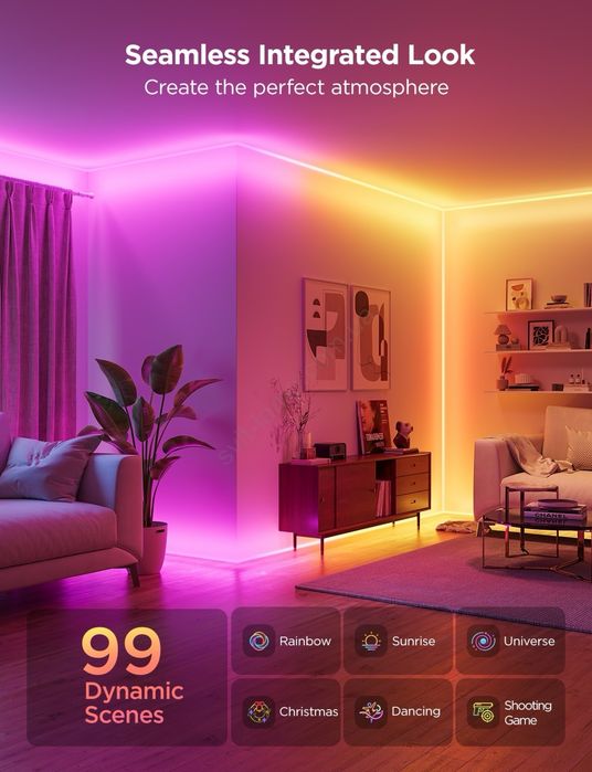 Стрічка світлодіодна розумна Govee H6641 Neon Rope Light for Wall Lining, 5м, RGBIC, WI-FI/Bluetooth Біла