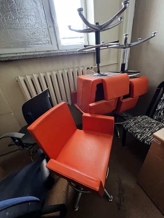 Hoker obrotowy fotel barowy pomarańczowy chromowany
