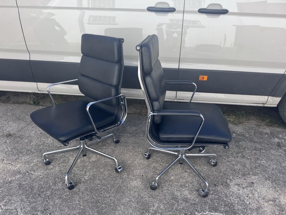 2x fotel biurowy Vitra ea 219 czarna skóra
