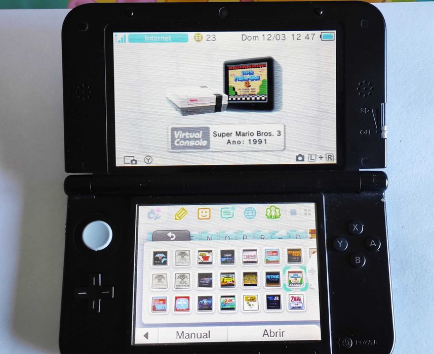Nintendo 3DS XL Azul - Desbloqueada - Cartão 128 GB-