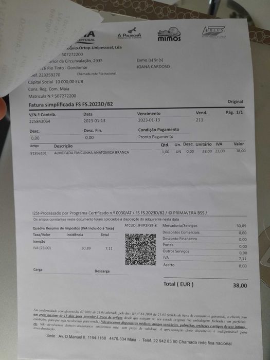 Almofada em Cunha anatómica branca Nova