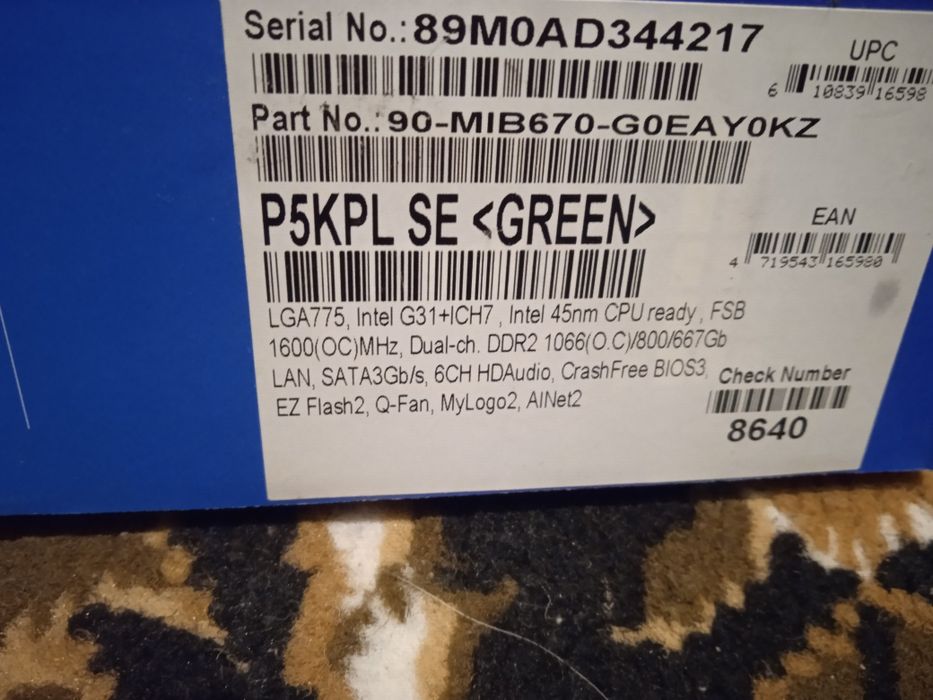 Asus p5kpl se /e8400/4 gb