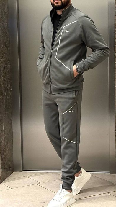 BALMAIN серый спортивный мужской костюм зип худи штаны оригинал