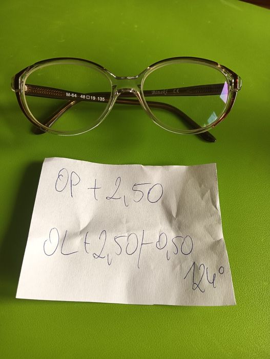 Okulary korekcyjne OP +2,50 / OL +2,50/-0,50