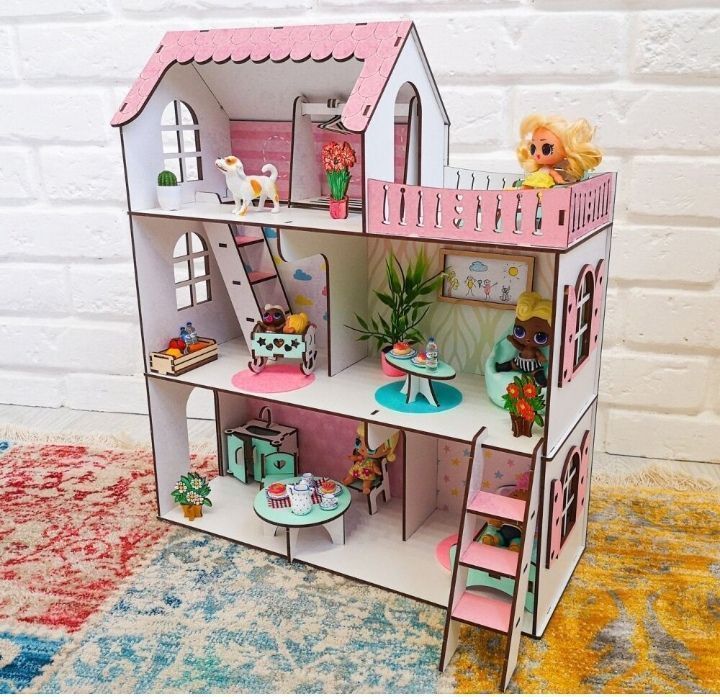 Будинок для ляльок лол +подарок мебель Конструктор 3d домик для кукол