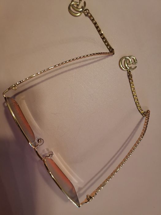 Okulary damskie złote z zawieszkami