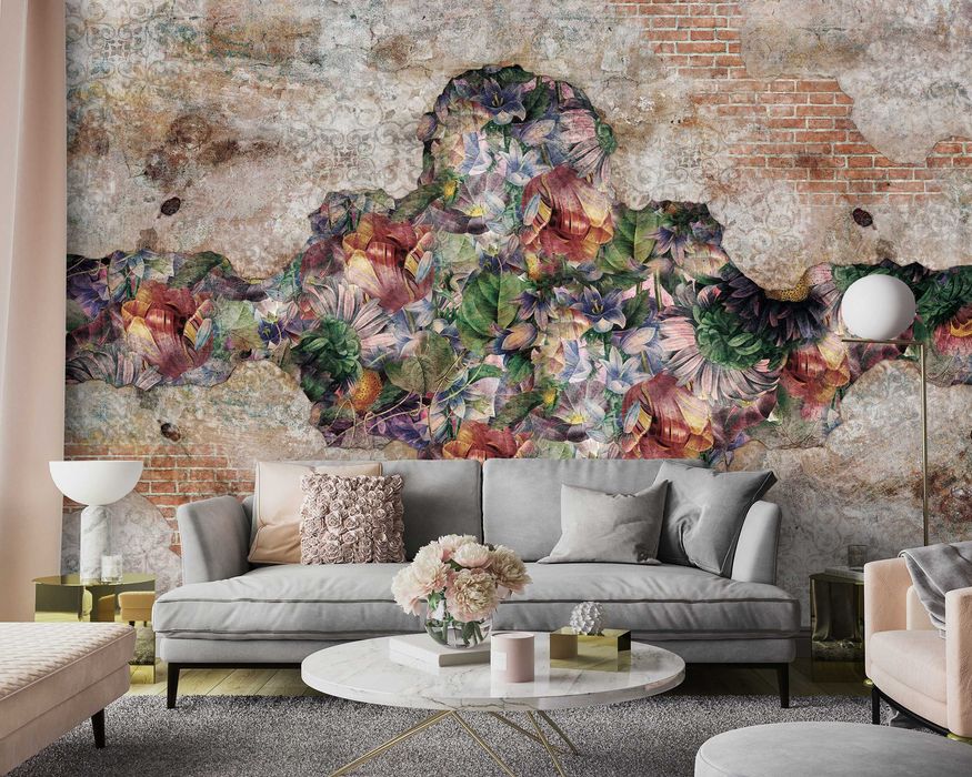 Fototapeta Mur Ściana Imitacja Kwiaty 3D Na Twój Rozmiar + KLEJ