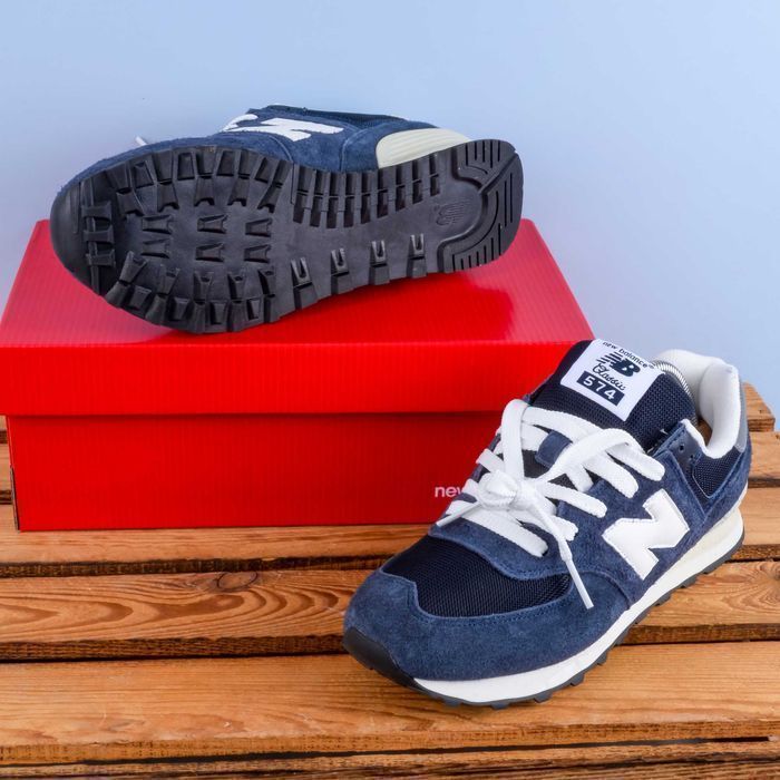 (1745) Кросівки New Balance 574 сині з білим лого (41-46) нб NB nb
