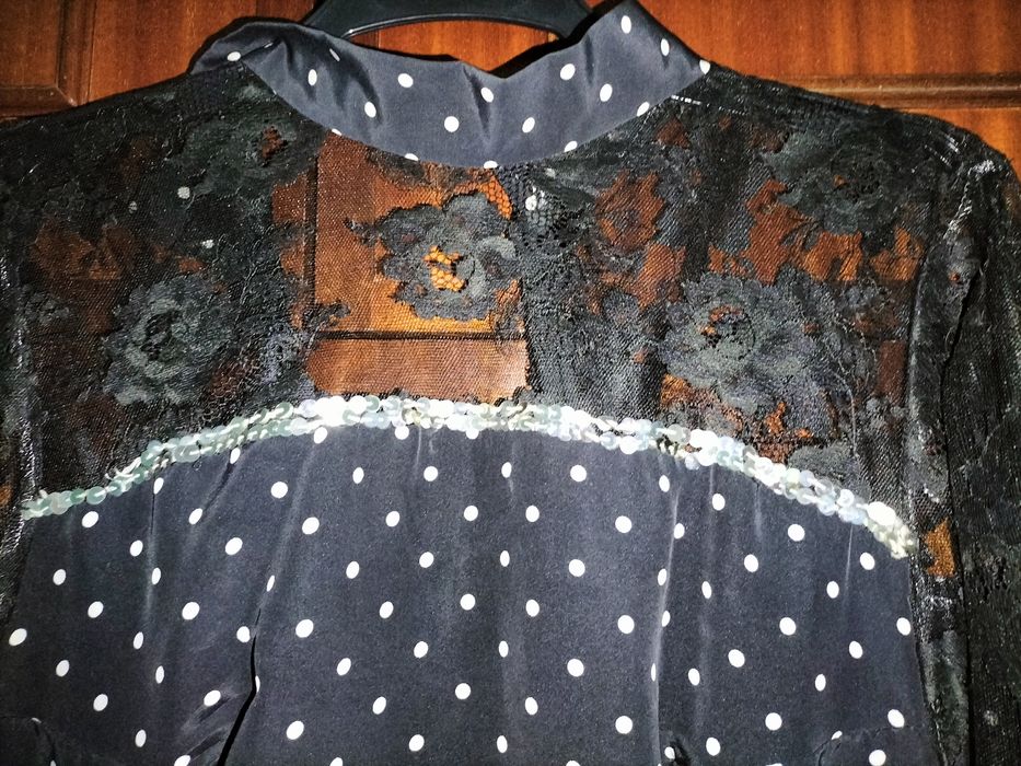 Vestido Preto c/Pintas Brancas