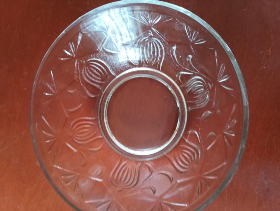 Szklana misa PRL ,antyk