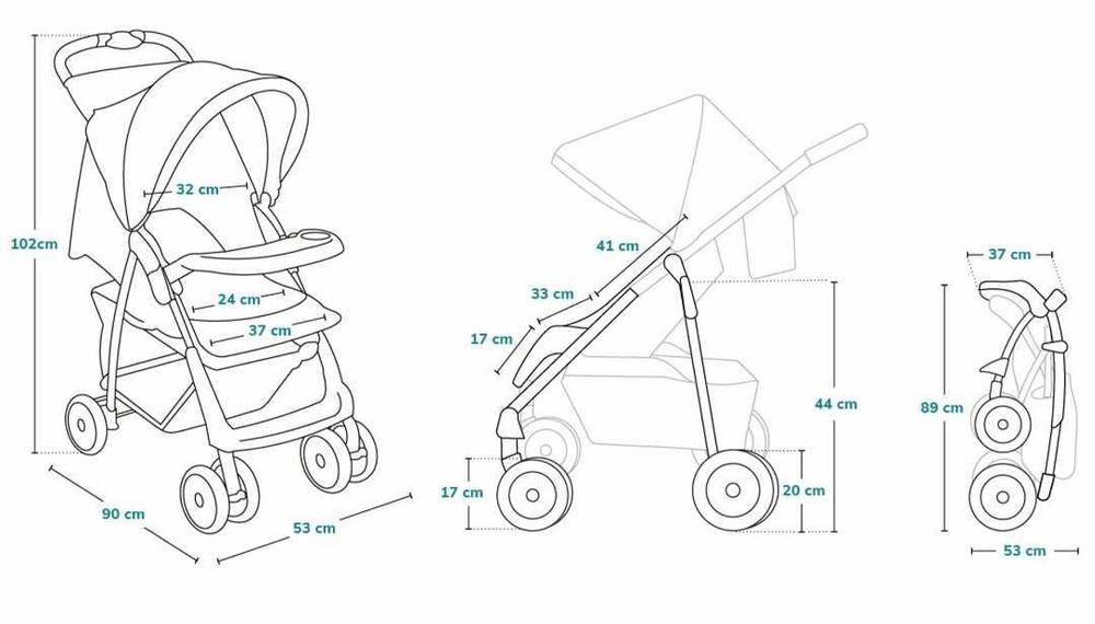 WÓZEK Spacerowy LEKKI Składany Duże Koła + TORBA Lionelo Emma