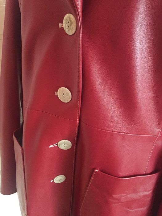 Płaszcz skórzany czerwony 42