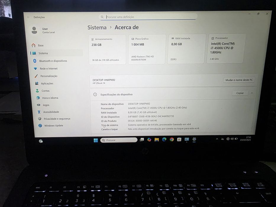 HP ZBook 14 I7 4500U