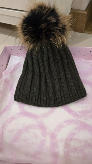 Czapka z kaszmirem i wełną La vitta khaki