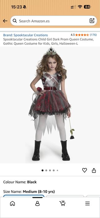 Fato de Halloween "Prom Queen" para menina (5–7 anos) – Como novo