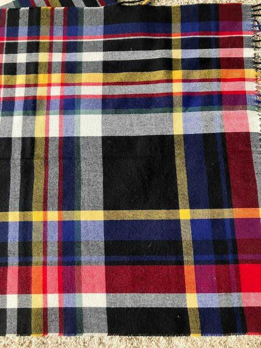 Lauren Ralph Lauren nowy duży szal w kratę unisex 63x190 cm