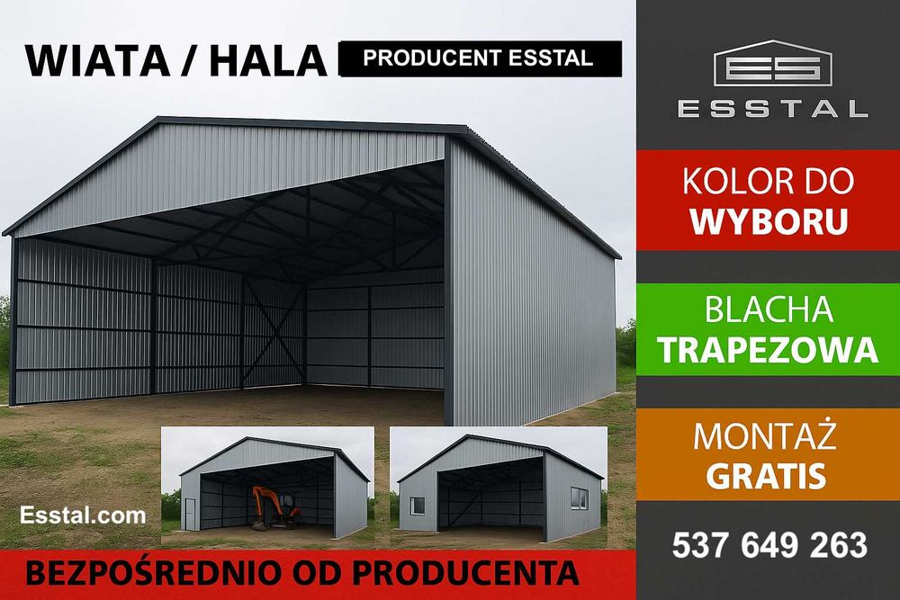 Garaż - OTWARTY RAL  | Wiata | Hala | Garaż Blaszany| Magazyn- ESSTAL*