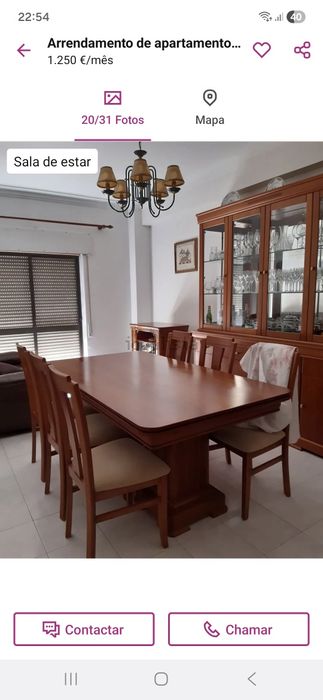 Mesa sala de jantar em cerejeira com 6 cadeiras em bom estado