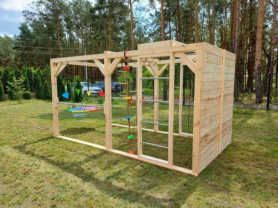 Drewniany duży Plac zabaw Małpi Gaj „JAŚ”  -  wspinaczki  -  huśtawka  - wieża  /  domek - DOSTAWA CAŁY KRAJ
