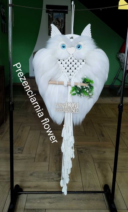 Sowa z makramy puchata kolory dowolne