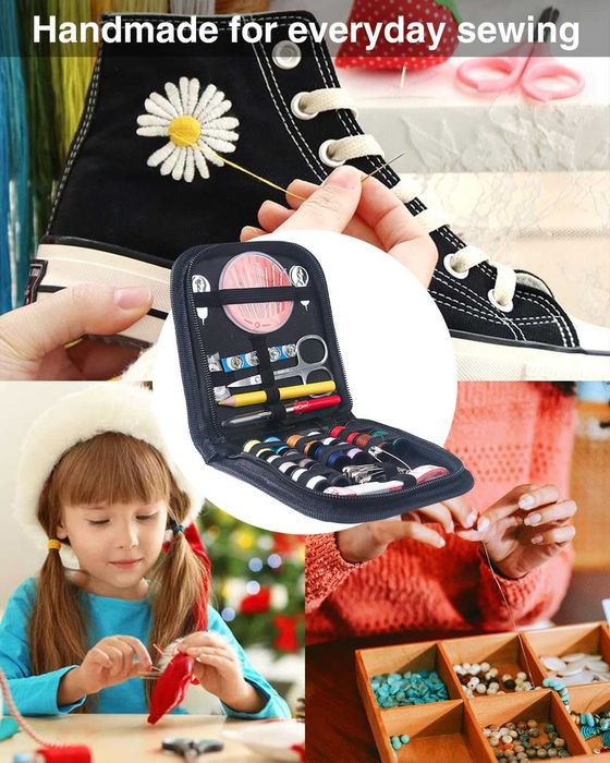 Kit costura 94 peças e acessórios linhas tesouras fio agulha etc -NOVO